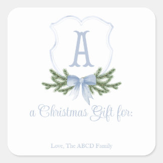 Sticker Carré Balise cadeau de l'auto-collant de Noël - A Blue B