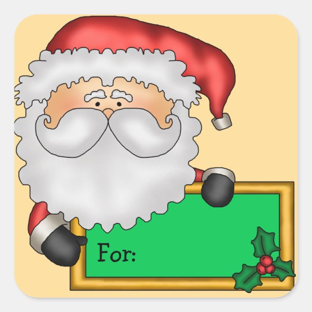 Sticker Carré Balise cadeau de Noël du Père Noël (Devant)