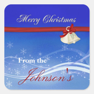 Sticker Carré Balise cadeau de Noël Joyeux