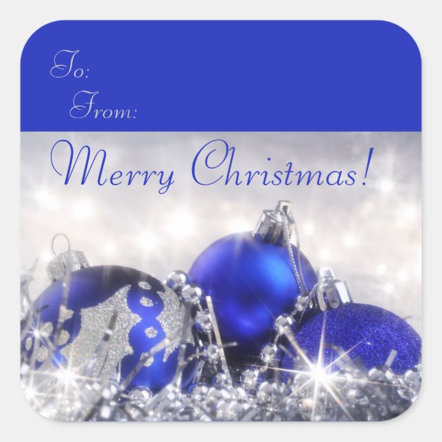 Sticker Carré Balise cadeau de Noël Joyeux (Devant)