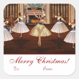 Sticker Carré Balise cadeau de Noël Joyeux Nutcracker