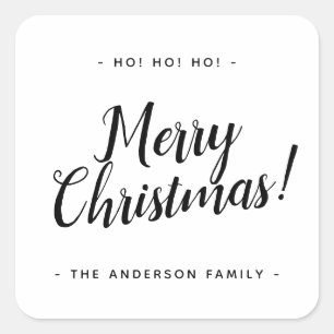 Sticker Carré Balise cadeau de Noël Simple Modern Rustic Script
