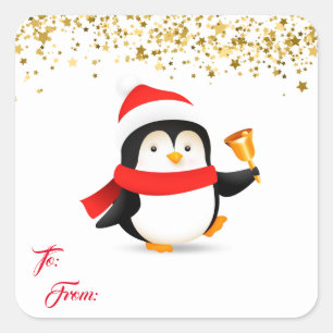 Sticker Carré Balise cadeau de Noël Stickers-Penguin