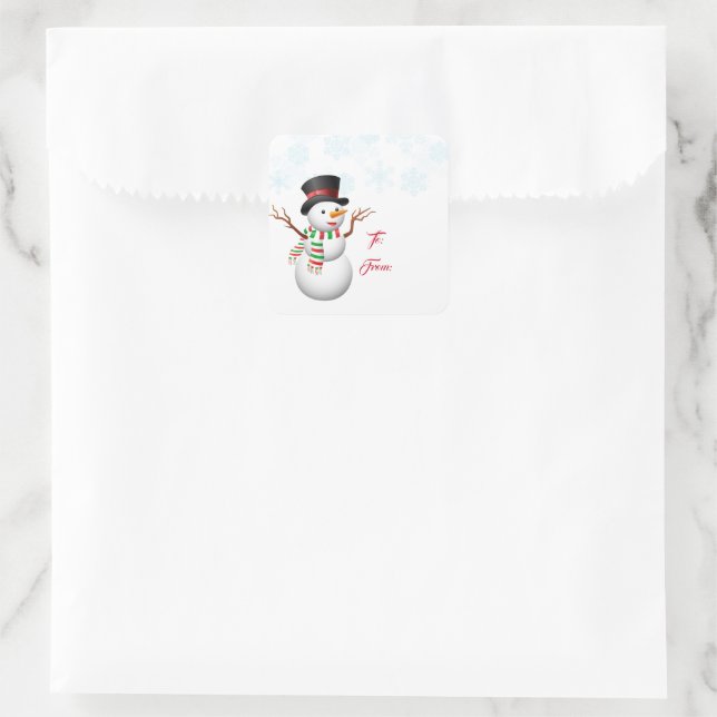 Sticker Carré Balise cadeau de Noël Stickers-Snowman (Sac)