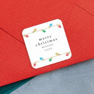 Sticker Carré Balise cadeau de Noël vintage ampoule