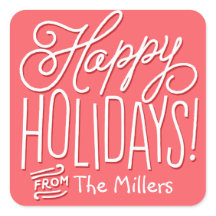 Balise cadeau de vacances Happy Handwriting RED