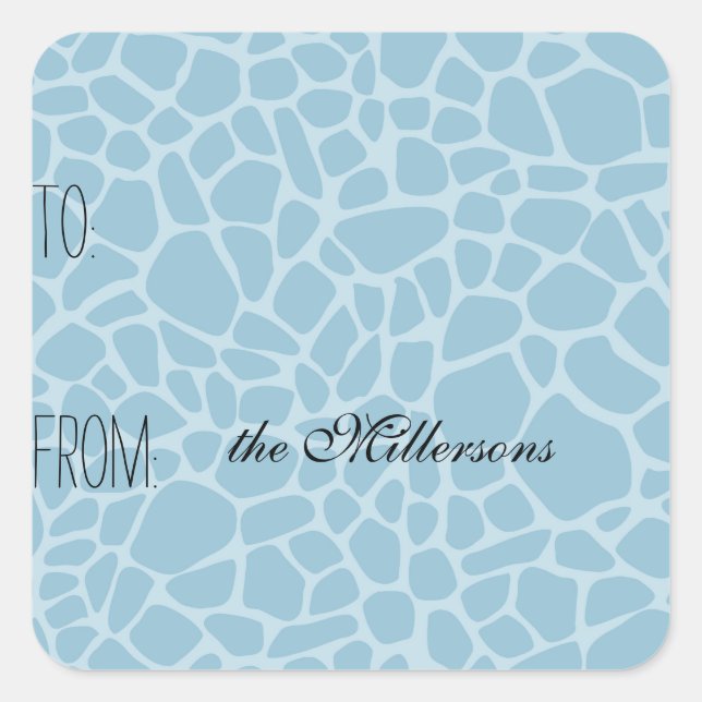 Sticker Carré Balise Cadeau d'impression de la Giraffe bleue (Devant)