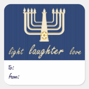 Sticker Carré Balise cadeau Hanoukka Light Laugher Love