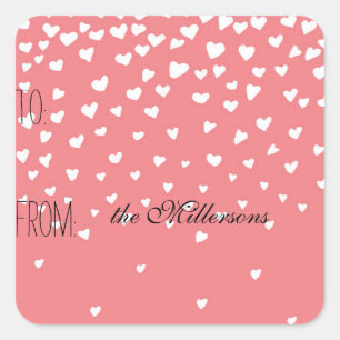 Sticker Carré Balise cadeau Little White Hearts