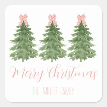 Balise cadeau Pink En vichy Bow Christmas Tree Sti