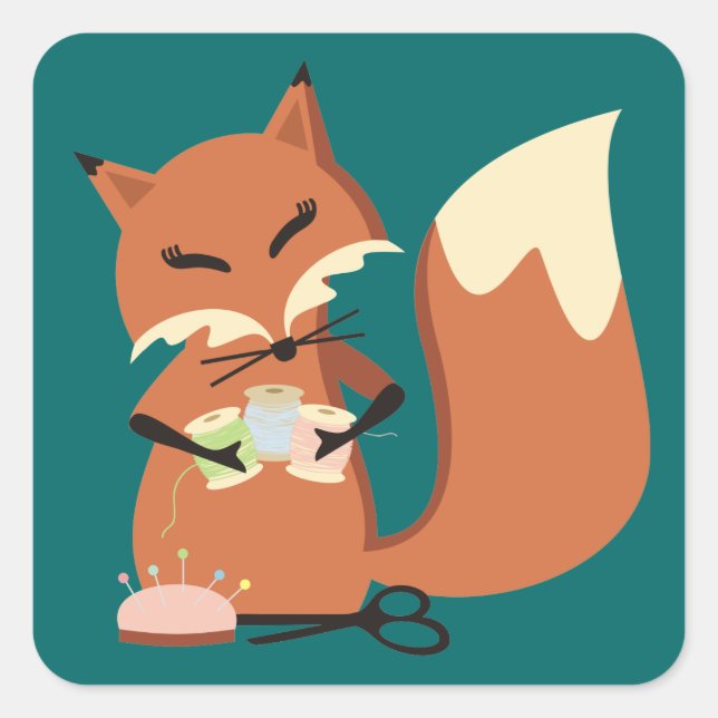 Sticker Carré Balise cadeau renard pour la couture couleur perso (Devant)