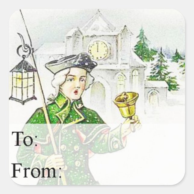 Sticker Carré Balise Cadeau vintage (Devant)