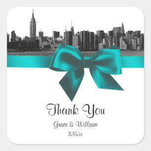Sticker Carré Balise de préférence Turquoise NYC large Skyline E