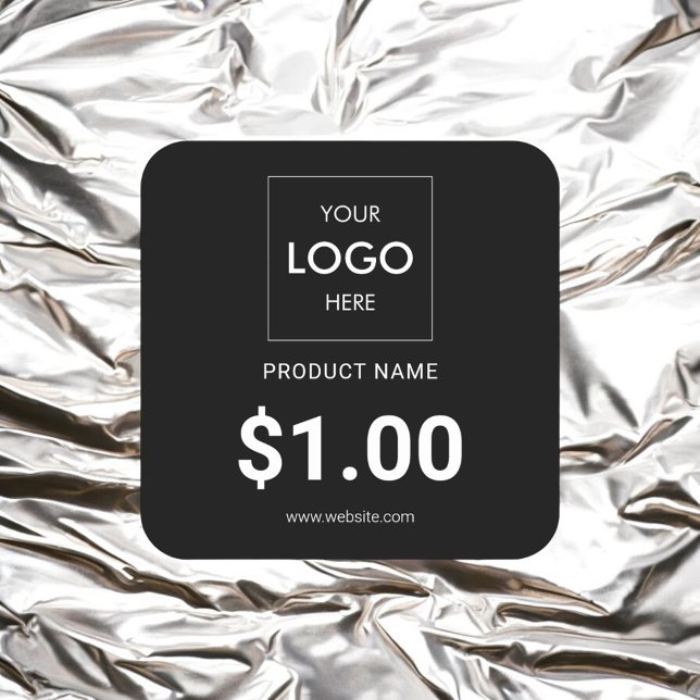 Sticker Carré Balise de prix minimaliste du logo (Créateur téléchargé)