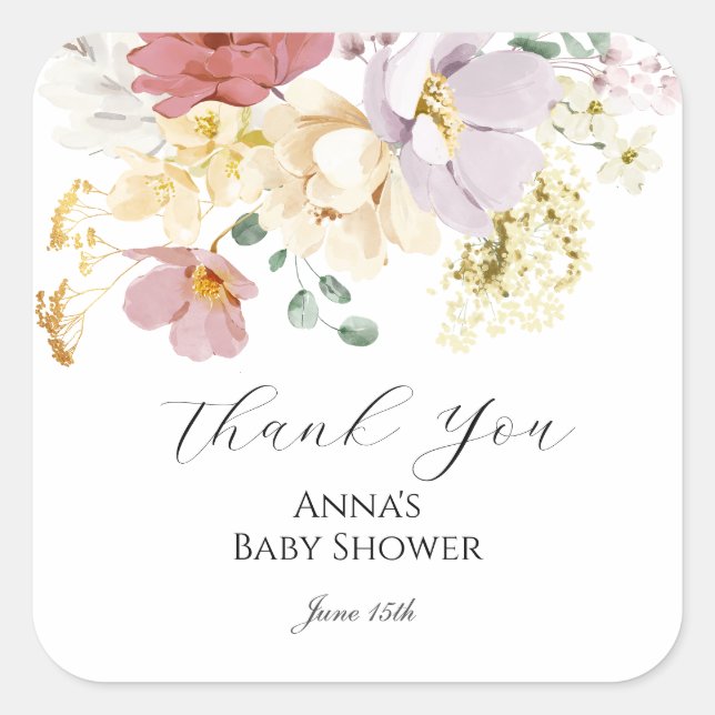 Sticker Carré Balise Fleurs roses préférées (Devant)