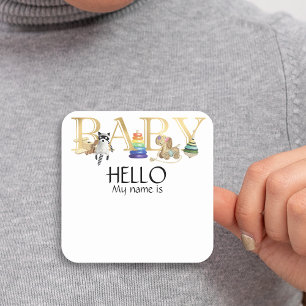 Sticker Carré Balise Nom du baby shower