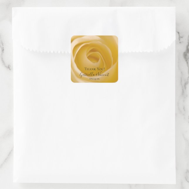 Sticker Carré Balise Rose blanche Mariage Merci Favoriser (Sac)