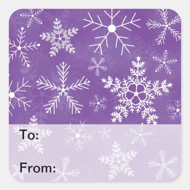 Sticker Carré Balises-cadeaux Motif de Fléau de neige violet et  (Devant)