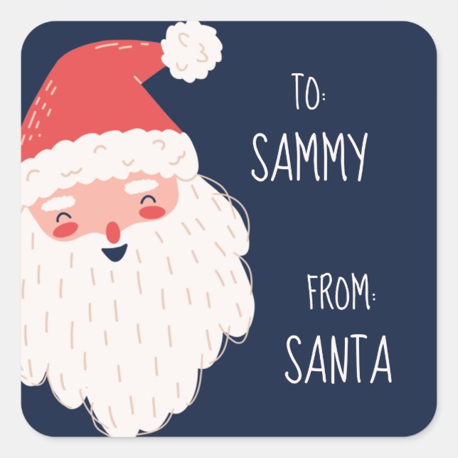 Sticker Carré Balises Cadeaux Père Noël Personnalisées (Devant)