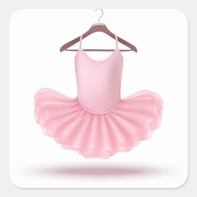 Sticker Carré Ballerina Tutu Ballet Rose Girl Élégante Plutôt (Devant)