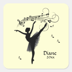 Sticker Carré Ballerine incroyable dansant avec de la musique ja
