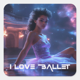STICKER CARRÉ BALLET - J'AIME LE BALLET