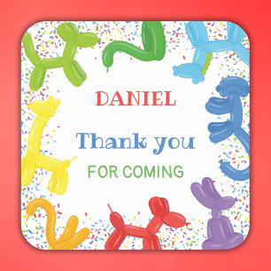 STICKER CARRÉ BALLONS ANIMAUX D'ANNIVERSAIRE