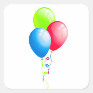 Sticker Carré Ballons Colorés Avec Rubans