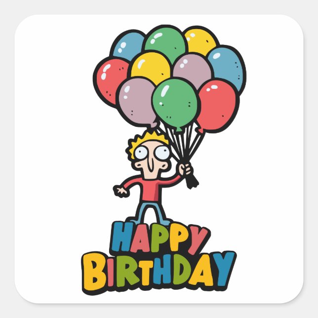 Sticker Carré Ballons d'anniversaire (Devant)