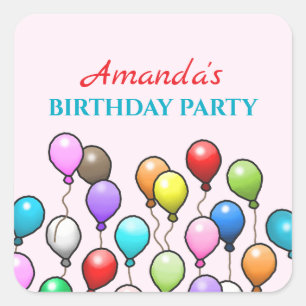 Sticker Carré Ballons d'anniversaire