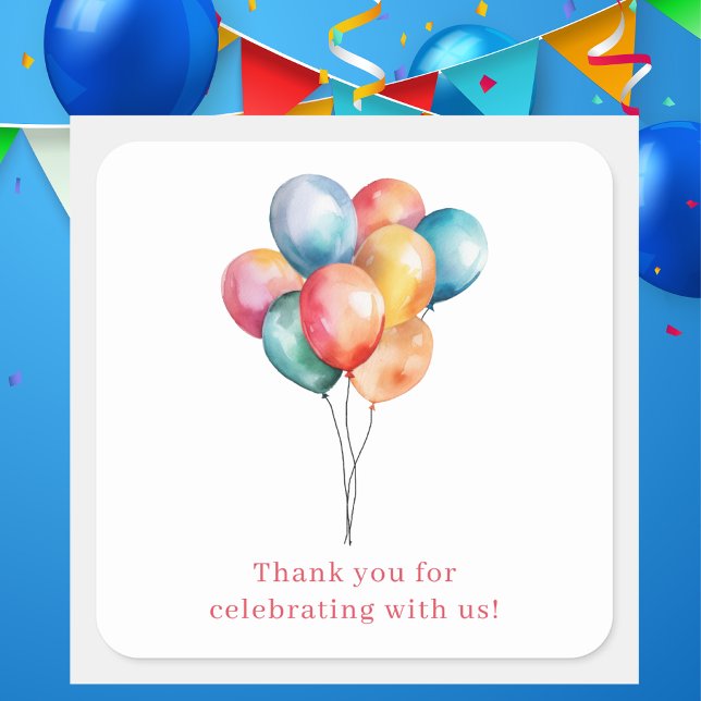 Sticker Carré Ballons d'anniversaire Fête du message personnalis (Créateur téléchargé)