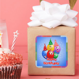 Sticker Carré Ballons d'anniversaire joyeux