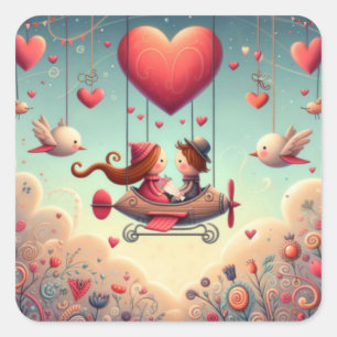 Sticker Carré Ballons de la Saint-Valentin en gros genre
