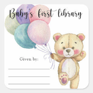 Sticker Carré Ballons d'ours en peluche - première bibliothèque