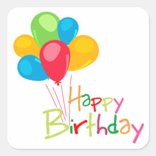 Sticker Carré Ballons Joyeux anniversaire