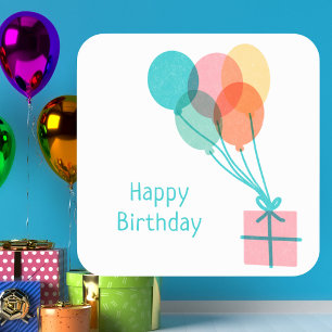 Sticker Carré Ballons mignons Joyeux anniversaire