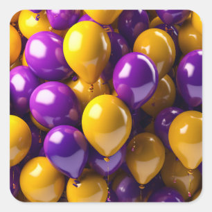 Sticker Carré Ballons violets et jaunes