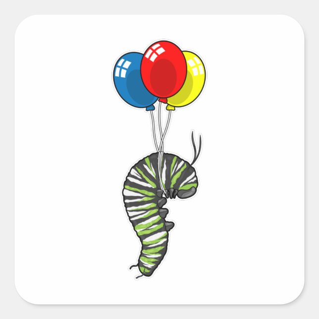 Sticker Carré Balloon caterpillar (Devant)