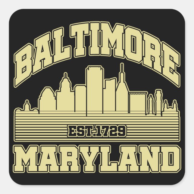 Sticker Carré Baltimore, Maryland (Devant)