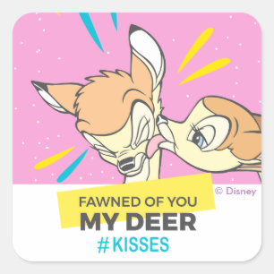 Sticker Carré Bambi Et Faline "Fawned Of You My Deer"