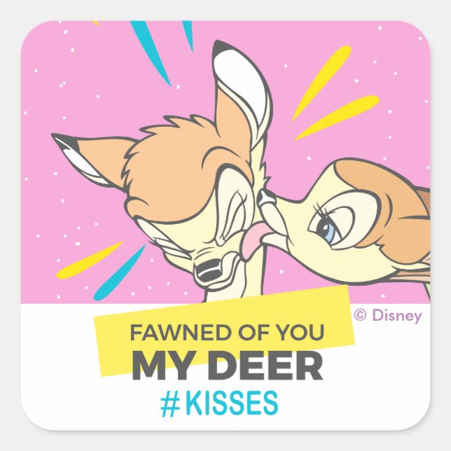 Sticker Carré Bambi & Faline "Fawned Of You My Deer" (Devant)