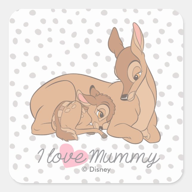 Sticker Carré Bambi | J'aime maman (Devant)
