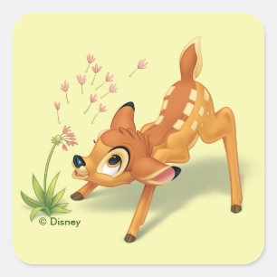 Sticker Carré Bambi regarde les graines de pissenlit volée
