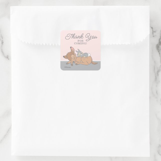 Sticker Carré Bambi | Sur la lune fille Baby shower Merci (Sac)