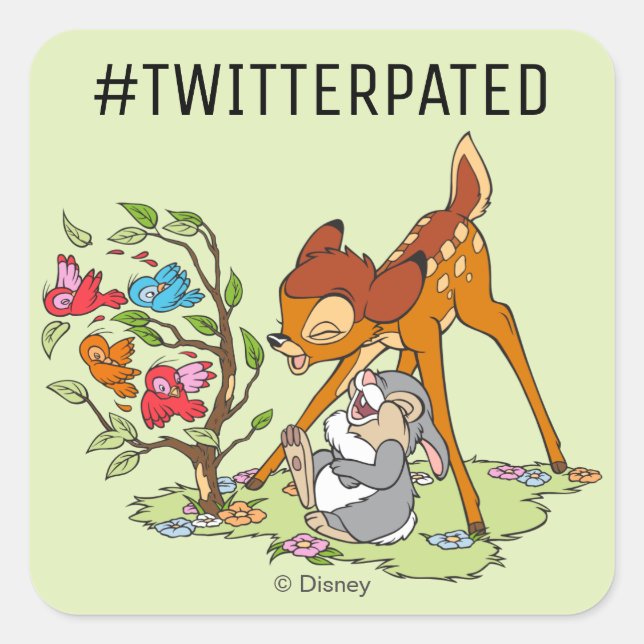 Sticker Carré Bambi & Thumper Rire Des Oiseaux (Devant)