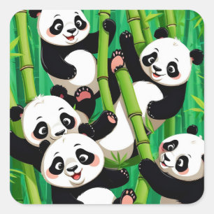 Sticker Carré Bamboo Panda