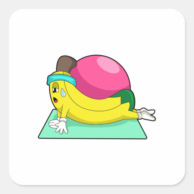 Sticker Carré Banane au yoga Fitness (Devant)