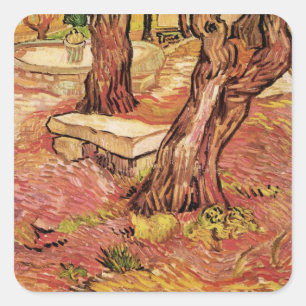 Sticker Carré Banc de pierre Van Gogh en Jardin, Hôpital St Paul