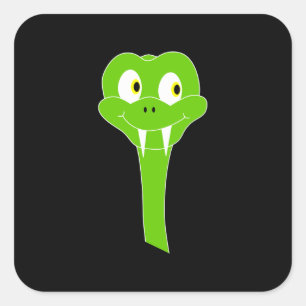 Sticker Carré Bande dessinée effrontée de serpent vert sur le