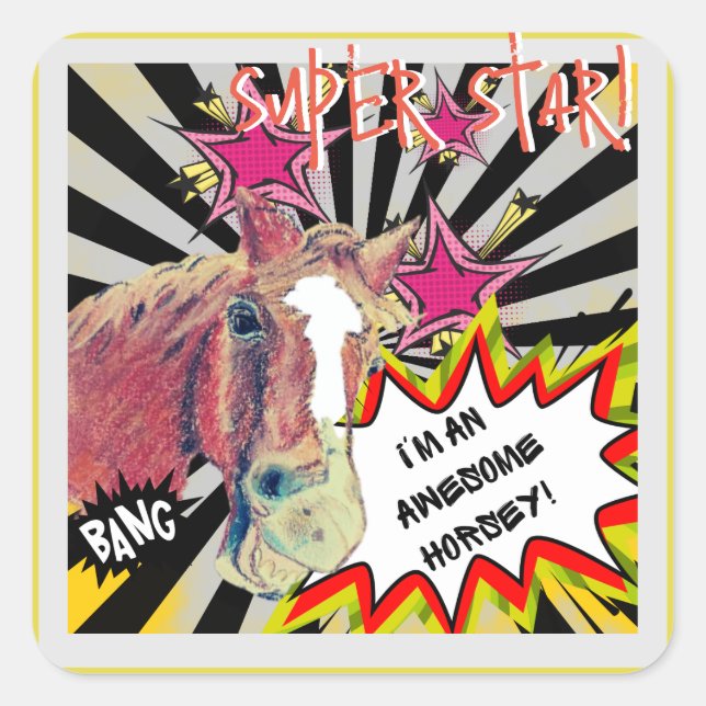 Sticker Carré Bande dessinée Poppy smile (Devant)